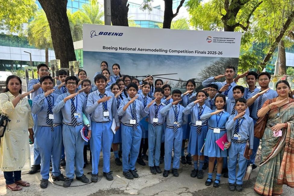 Sulabh Public School students and teachers at the Boeing National Aeromodelling Competition Finals 2025-26 at IIT Delhi