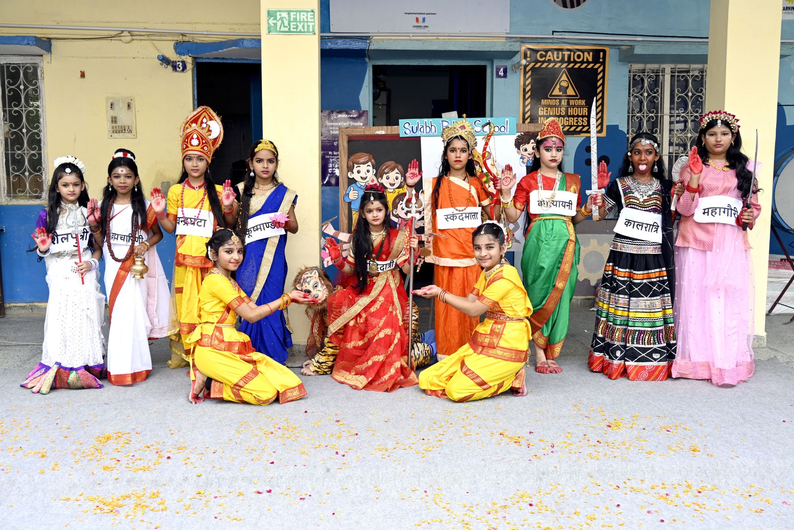 Navratri Celebration Navdurga Sulabh Public School Delhi Students of Sulabh Public School dressed as the nine forms of Goddess Durga during the Navratri celebration